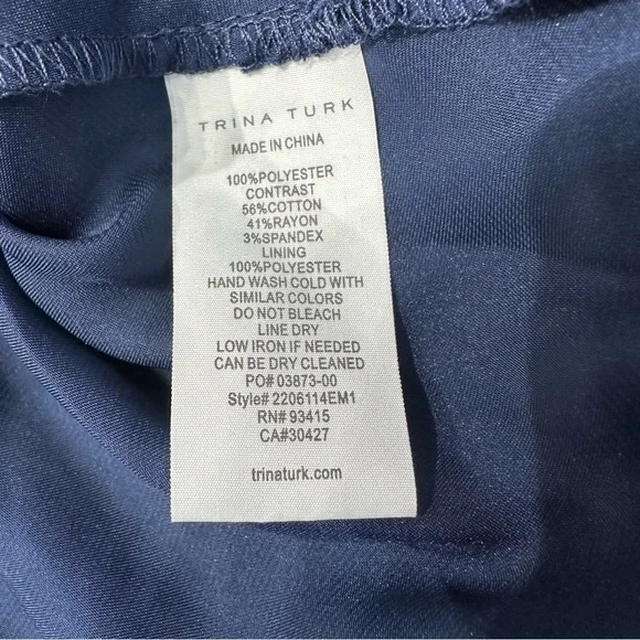 Trina Turk Blue Bianca Oversized Blouse w/Cuffs & Mandarin Collar. XL, EUC! - Picture 11 of 11